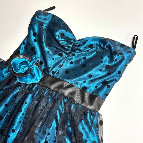 Vtg Y2K Gunne Sax Jessica McClintock Strapless Dress Polkadot Cupcake HOCO Prom - Picture 11 of 16